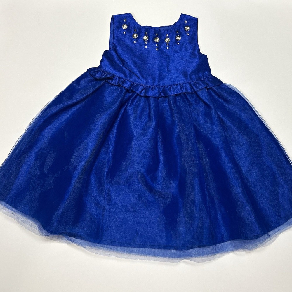 Gymboree Girls 18-24M Royal Blue Tulle Party Dress Rhinestone Jewel Holiday
